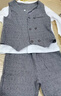 欧育男童套装宝宝周岁衣服春秋冬礼服婴儿花童主持人西装抓周绅士生日 S2034灰色马甲+衬衣+裤子三件套 100 (身高87-95体重24-27斤) 实拍图