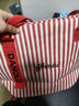 鹏境2025新款帆布手提单肩包包女时尚条纹情人节购物袋休闲通勤托特包 飘带条纹【靓丽红】 实拍图