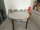上林春天 岩板餐桌 实木餐桌椅组合现代简约伸缩折叠圆桌吃饭桌子餐厅家具 亮光雪山白黑灰【轻奢皮椅灰色】 1.35m 一桌四椅 实拍图