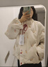 鸭鸭冰淇淋系列羽绒服女短款2025秋冬新款甜美保暖外套XJ 米白色 M (160/84A) 实拍图