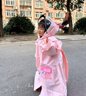 牧萌儿童雨衣带书包位男童女童女孩全身防水学生雨披 粉色兔子 2XL 实拍图