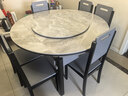 初屋 餐桌 岩板餐桌椅组合现代简约伸缩折叠圆桌家用小户型实木饭桌子 黑灰色-意大利灰岩板-实木椅 1.35m  一桌六椅 实拍图