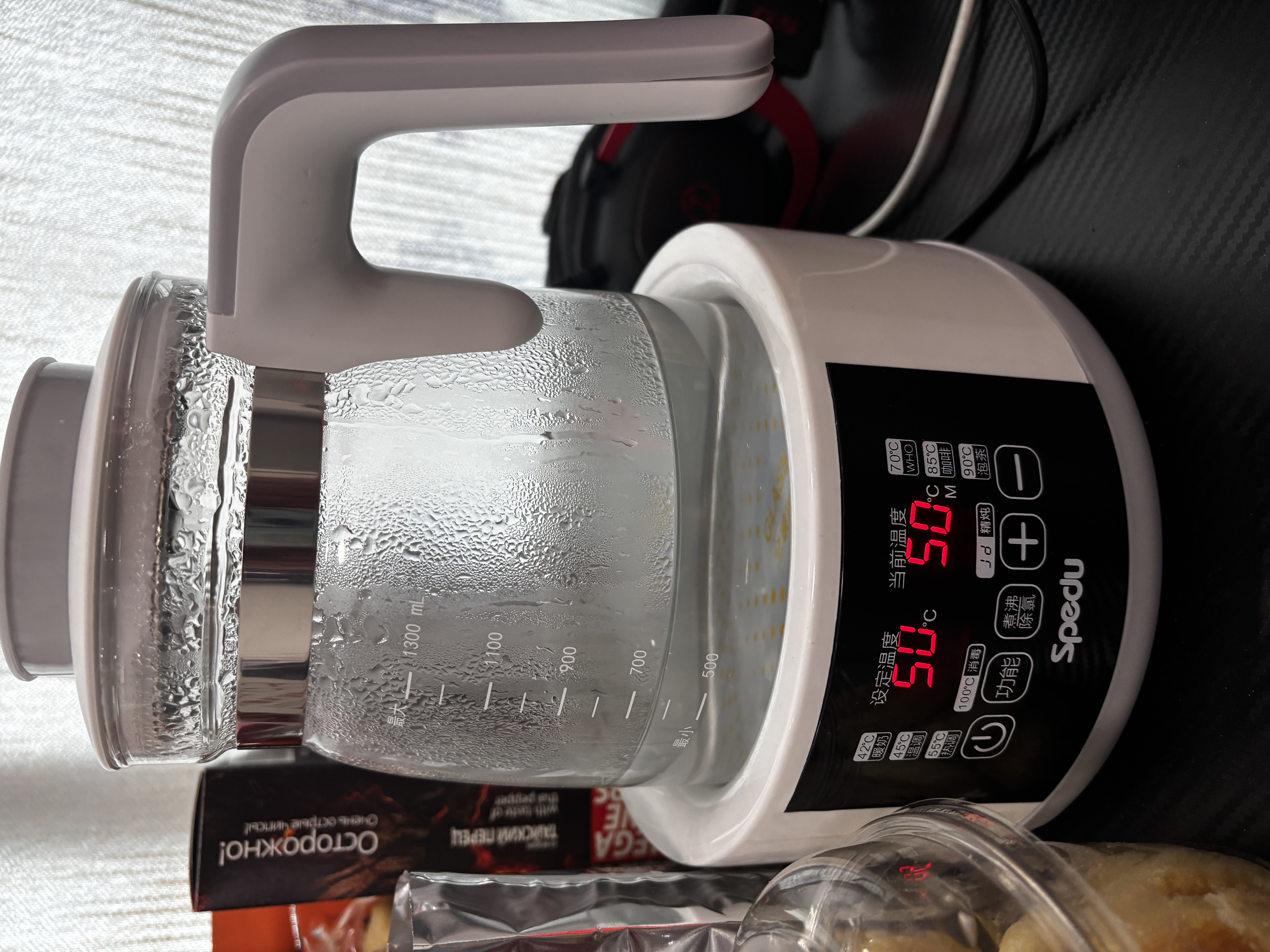 spedu(思贝优)恒温水壶恒温壶婴儿电热水壶泡奶温奶暖奶器热奶器调奶器 【全玻璃恒温壶】 1300ml 0金属0塑料 实拍图