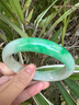 冰糯种阳绿正品翡翠手镯子老坑飘绿正圈冰种果绿礼品女款玉手镯子 56号 实拍图