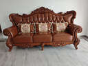 王者王朝欧式真皮沙发头层牛皮高端奢华客厅最新款美式实木雕花家具组合 三人位 组合 实拍图