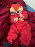 巴拉巴拉童装婴儿羽绒服连体衣宝宝冬装加厚保暖哈衣爬服萌趣造型 福气满满中国红 90 cm-充绒量90g起 实拍图