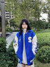 肆缄】克莱因蓝棒球服外套男春秋季美式复古宽松百搭休闲情侣夹克ins潮牌拼接PU皮袖字母刺绣夹克外套 【关注店铺优先发货】2LX846蓝色高质量 XL 实拍图