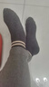 浪莎袜子女纯棉中筒袜抗起球夏季袜条纹黑色长筒袜女士长袜 实拍图