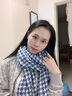 浩冠 围巾女秋冬季保暖针织学生围脖披肩韩版毛线流苏撞色千鸟格围巾 千鸟格蓝色 实拍图