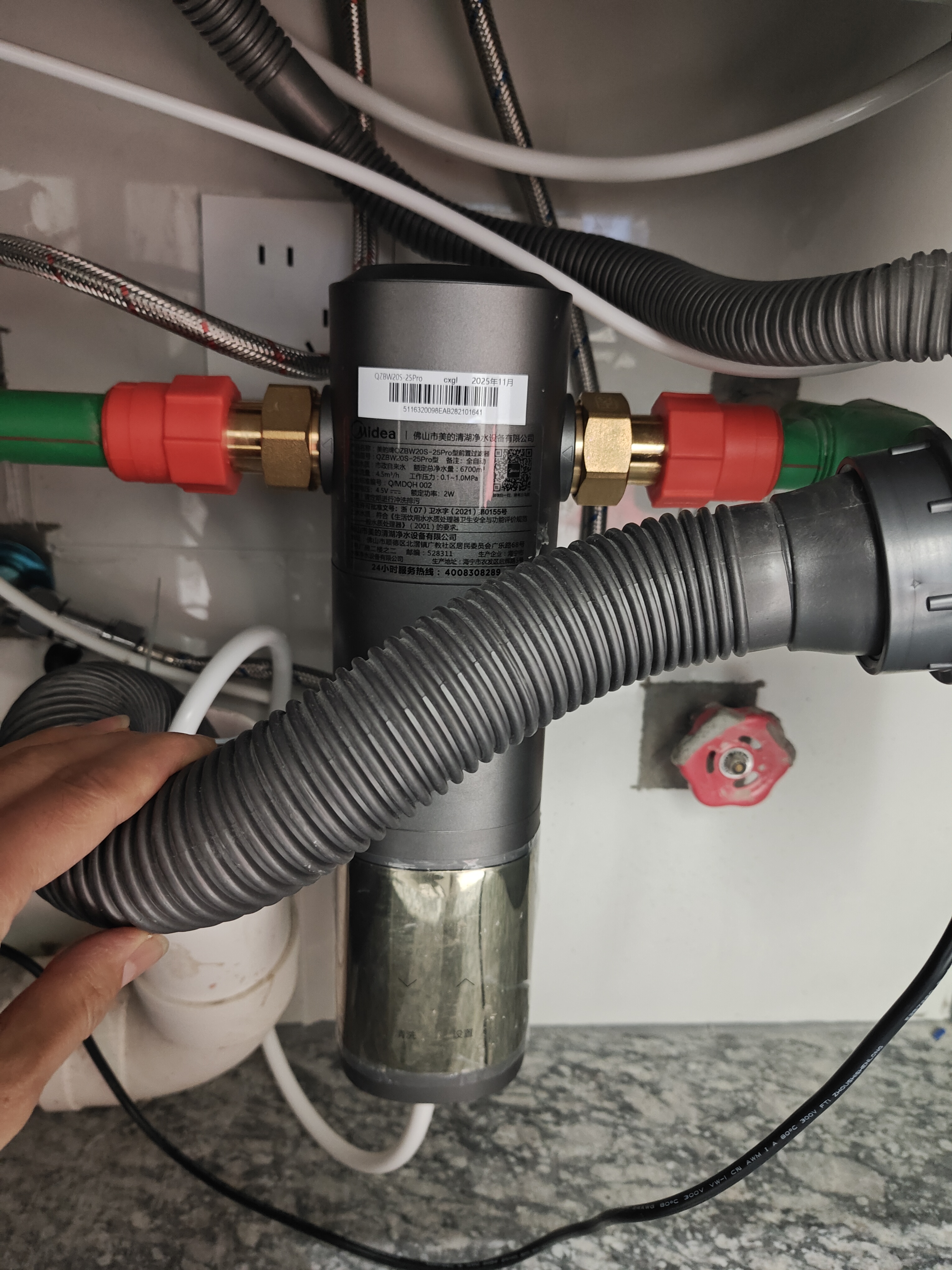 美的（Midea）前置过滤器 智能自动清洗 15T/h大通量 无需手动 净水器 安全环保铜 全屋净水器-25Pro前置过滤器 【顶配全屋过滤器-自动冲洗】 实拍图
