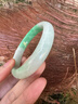 冰糯种阳绿正品翡翠手镯子老坑飘绿正圈冰种果绿礼品女款玉手镯子 56号 实拍图
