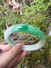 冰糯种阳绿正品翡翠手镯子老坑飘绿正圈冰种果绿礼品女款玉手镯子 56号 实拍图