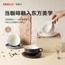 SIMELO施美乐咖啡杯套装陶瓷拉花杯杯拿铁杯大口径杯碟 曼特宁黑 实拍图