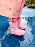 牧萌儿童雨鞋男童女童防水立体宝宝防滑耐磨卡通雨靴 粉色独角兽 18码 实拍图