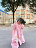 牧萌儿童雨衣带书包位男童女童女孩全身防水学生雨披 粉色兔子 2XL 实拍图
