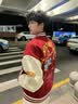 BJHG不计后果新年红色棒球服男款春季潮牌呢子外套美式复古夹克上衣女 新年红 M 实拍图