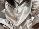 金三塔商场同款真丝睡衣女两件套100%桑蚕丝宽松情侣丝绸睡衣套高级礼物 白色（重磅19姆米） XL 实拍图