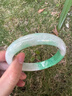 冰糯种阳绿正品翡翠手镯子老坑飘绿正圈冰种果绿礼品女款玉手镯子 56号 实拍图