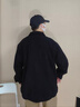 吴权湾胖子大码外套男士春秋季2026夹克学生休闲港风工装褂子宽松上衣服 黑色 3XL 穿160-180斤 实拍图