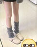 冬雾Lolita针织日系加长jk小腿袜修饰腿型袜套腿套显瘦遮腿型JK堆堆袜 白色+灰色 均码 实拍图