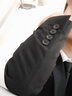 传棨 西装男修身商务休闲正装职业装上班外套西服男新浪伴郎结婚礼服 双扣黑色【单件上衣】 （44）165/80A 实拍图