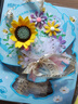NVV手工diy花束贺卡材料包3D向日葵立体手工幼儿园中小学生送老师女神节礼物手写生日祝福卡NR-HK蓝 实拍图