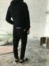 皮尔卡丹 卫衣套装男士秋冬两件套男装韩版潮流百搭宽松运动休闲服饰 黑色开衫三件套-薄款 XL 实拍图