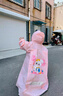 牧萌儿童雨衣带书包位男童女童女孩全身防水学生雨披 粉色兔子 2XL 实拍图