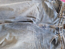 优衣库常规款女装男装宽松廓形牛仔裤/弯刀镰刀裤子479000 482280 482280/67海蓝色 34 /175/86A 实拍图