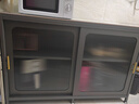 帅仕（shuaishi）厨房置物架落地岩板餐边收纳柜橱柜微波炉烤箱锅具储物架碗柜用具 【3C玻璃推拉门】灰3层120长43深-可调高丨双板承重 实拍图