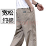 【纯棉耐磨】春秋季纯色休闲裤男士宽松大码直筒裤工装加绒工作裤 卡其色 【夏薄款】 2XL 【适合160-180斤体重】 实拍图
