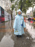 牧萌儿童雨衣带书包位男童女童加长全身学生雨披 蓝色赛车拉链款 3XL 实拍图