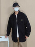 吴权湾胖子大码外套男士春秋季2026夹克学生休闲港风工装褂子宽松上衣服 黑色 3XL 穿160-180斤 实拍图
