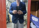 罗蒙（ROMON）西服男士小西装外套职业正装修身休闲伴郎服 藏青色3XL 实拍图