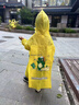 牧萌儿童雨衣带书包位男童女童女孩加长全身学生雨披 黄色恐龙 XL 实拍图