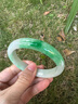 冰糯种阳绿正品翡翠手镯子老坑飘绿正圈冰种果绿礼品女款玉手镯子 56号 实拍图