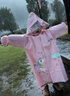牧萌儿童雨衣带书包位男童女童女孩加长全身学生雨披 粉独角兽 XL 实拍图