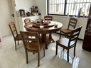 卡洛森（KALUOSEN）餐桌 中式实木圆形餐桌带转盘10人家用圆桌吃饭歺桌圆餐桌椅组合 1.3米 餐桌+6椅配转盘（颜色备注） 实拍图