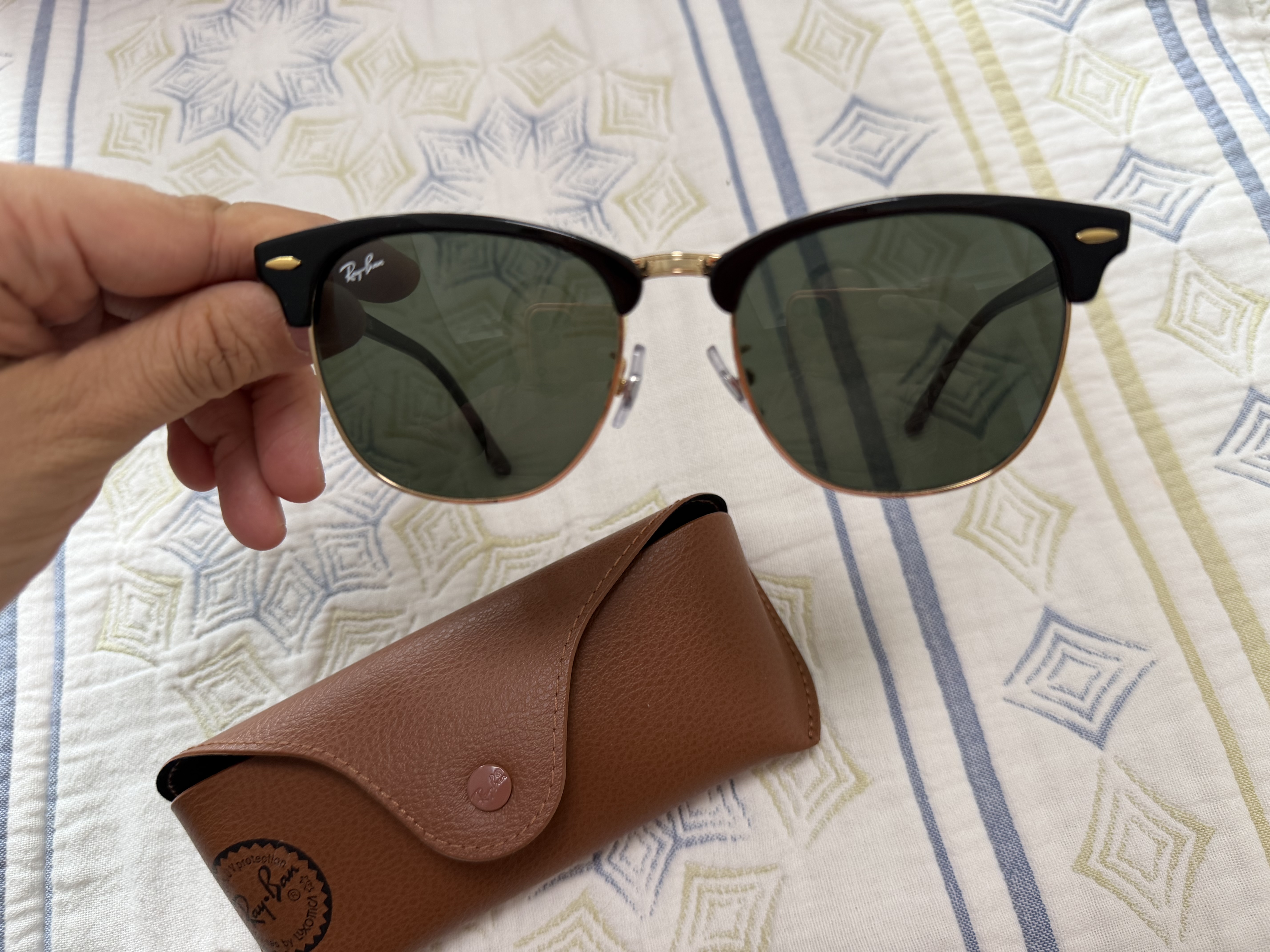 雷朋（RayBan）墨镜派对达人系列男女款方形板材太阳镜复古眼镜0RB3016F可定制 W0365黑色镜框绿色镜片 尺寸55 实拍图