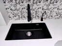 意狄讴（Yedeeo）意大利石英石厨房水槽大单槽洗菜盆花岗岩台下盆水池洗碗槽黑7170 【7176】75*45龙头配置-耐刮抗磨 实拍图