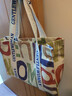 大容量帆布包女秋季外出短途旅行包休闲上班通勤托特包手提购物袋 彩字母 大包 实拍图