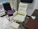 英斯迪尔（INSDEA）家用老板椅舒适久坐办公椅电脑椅可躺靠背椅书房书桌商务沙发座椅 米白+脚踏-纳米皮【加厚乳胶】 铝合金脚 实拍图