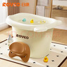 日康（rikang）泡澡桶 婴儿洗澡盆 儿童洗澡桶 浴缸浴桶赠浴凳 米色 X1001-3 实拍图