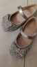 百丽童鞋女童皮鞋公主鞋小女孩水晶鞋春秋单鞋表演鞋 银色27码 实拍图