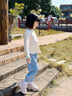 班喜迪女童牛仔裤夏季2026新款宝宝莱赛尔裤子夏装儿童休闲防蚊裤春秋款 蓝色 100 实拍图