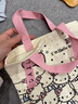 卡通蝴蝶结新款日系极简帆布包单肩上课通勤耐磨手提包 樱桃kt猫27*24cm 实拍图