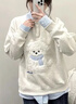 佐叙刺绣毛绒小狗假两件卫衣女2026春季学院风拼接衬衫polo领长袖上衣 花灰色 M （80-100斤） 实拍图