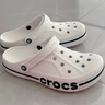 CROCS卡骆驰贝雅卡骆班洞洞鞋轻便耐磨拖鞋一脚蹬休闲鞋|205089 白/深蓝-126 39 (240mm) 实拍图