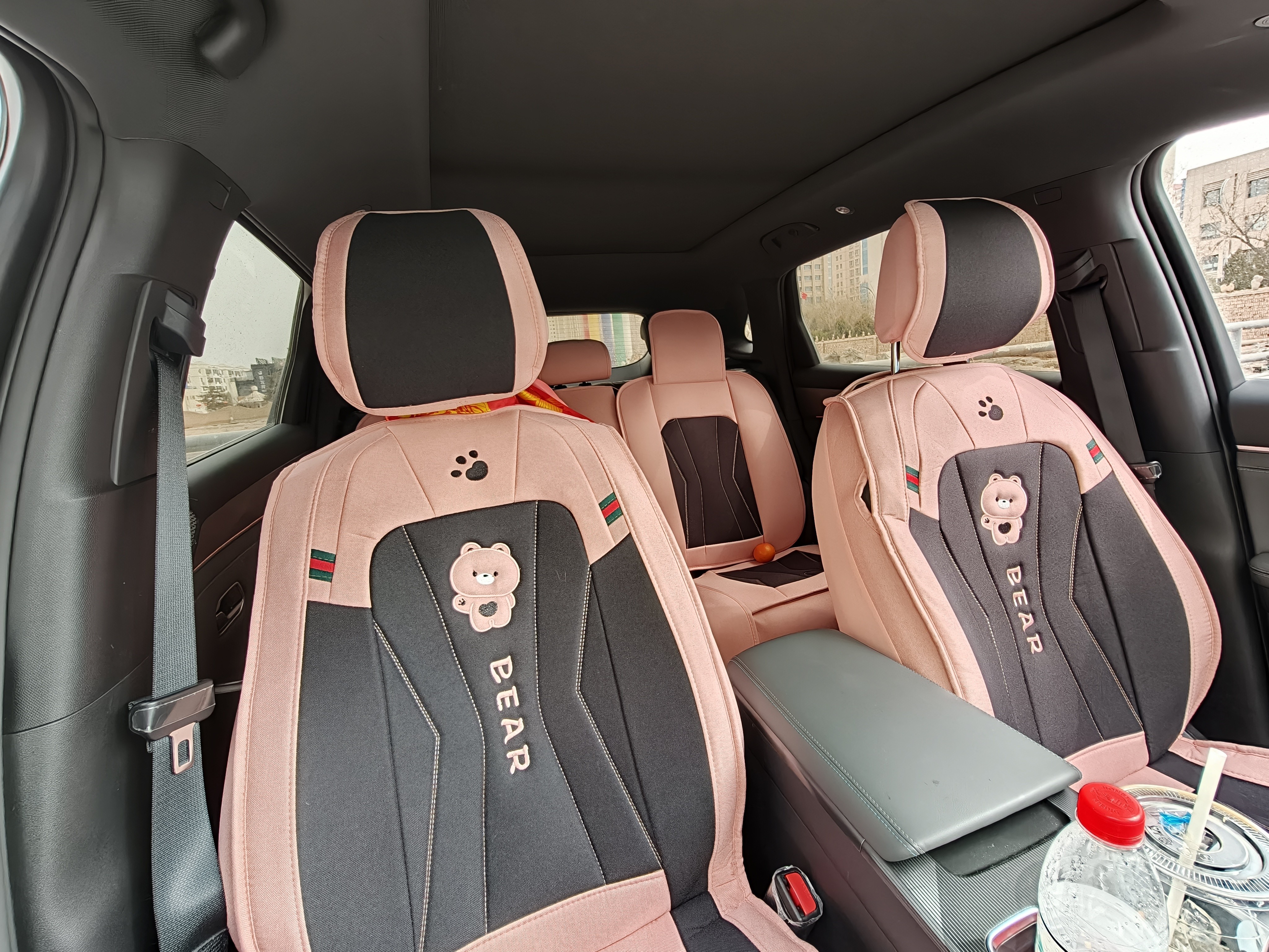 布兰特 全包汽车坐垫四季通用仿亚麻布艺汽车座套座垫卡通座椅套垫 H5冰莓粉-标准版 实拍图