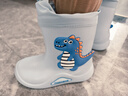 牧萌儿童雨鞋男童女童防水立体宝宝防滑耐磨卡通雨靴 浅蓝恐龙 19码 实拍图
